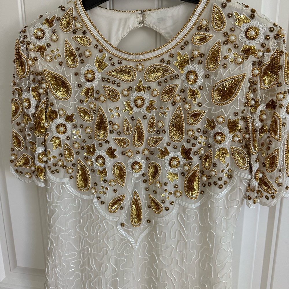 Vtg 80s Laurence Kazar Beaded Cocktail Dress - Picture 2 of 15